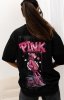 Czarny t-shirt damski oversize - Różowa Pantera tył